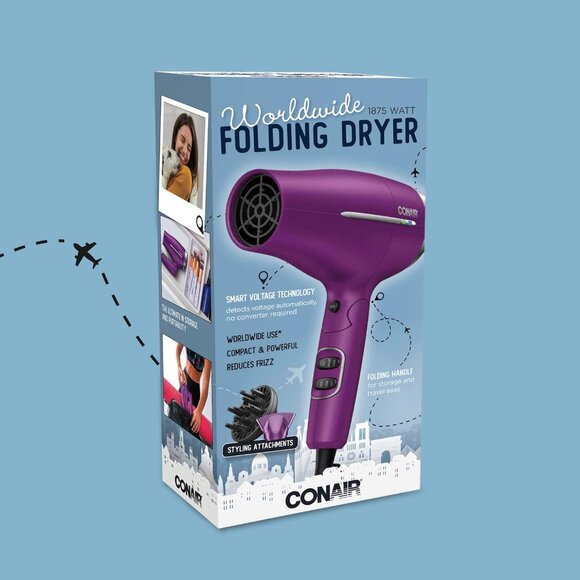 Conair Hair Dryer, Worldwide Travel Hair Dryer with Smart Voltage Technology - Picture 6 of 6